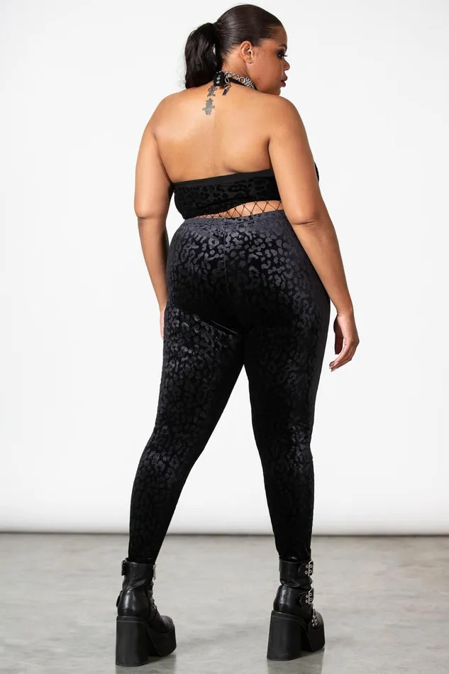 Women Velvet Killstar Caturday Leggings B