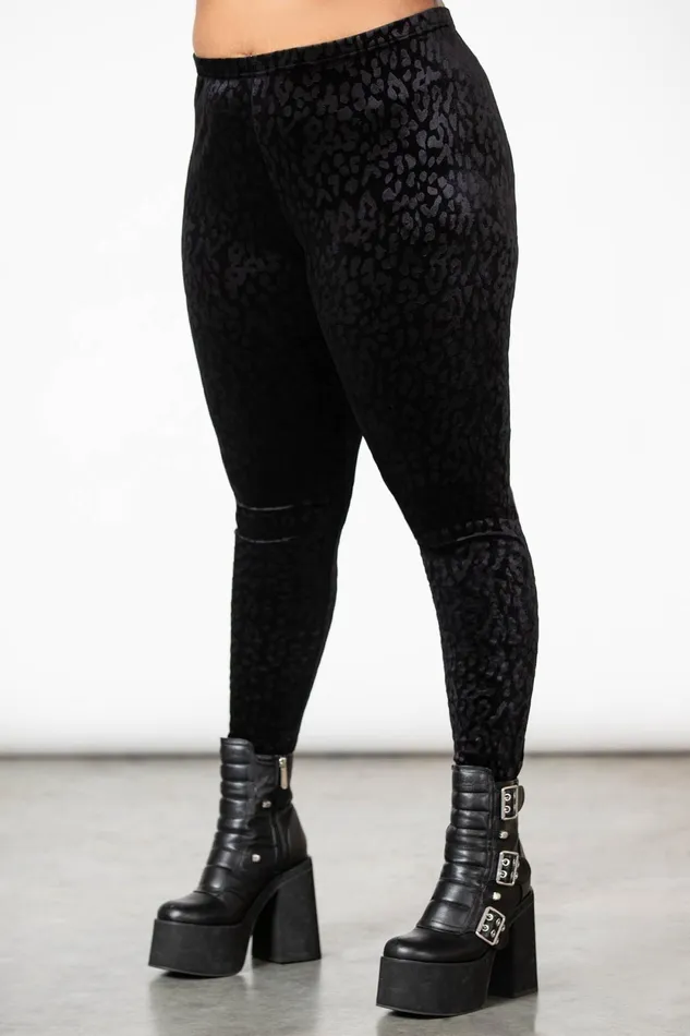 Women Velvet Killstar Caturday Leggings B