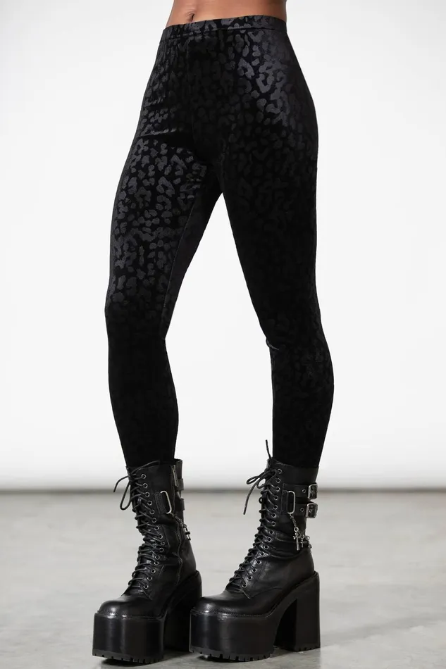 Women Velvet Killstar Caturday Leggings B