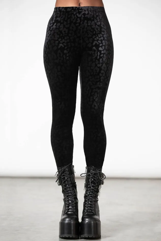 Women Velvet Killstar Caturday Leggings B