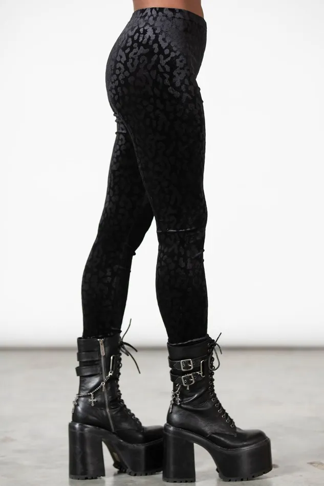 Women Velvet Killstar Caturday Leggings B