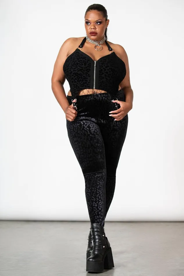 Women Velvet Killstar Caturday Leggings B
