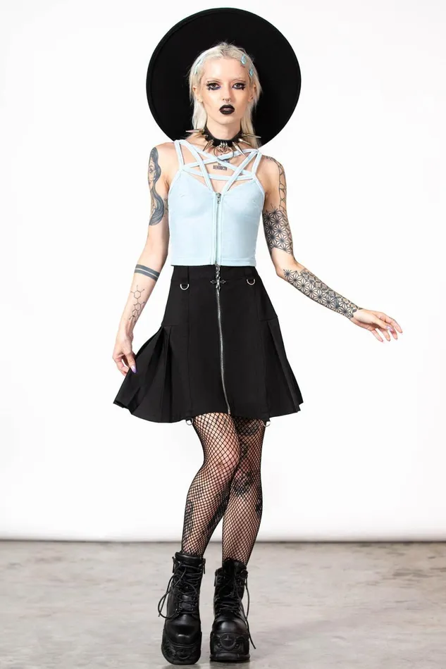 Women Velvet Killstar Lost In Sin Zip Top PASTEL BLUE