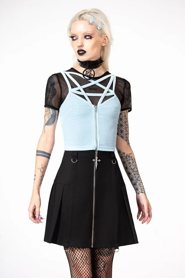 Women Velvet Killstar Lost In Sin Zip Top PASTEL BLUE