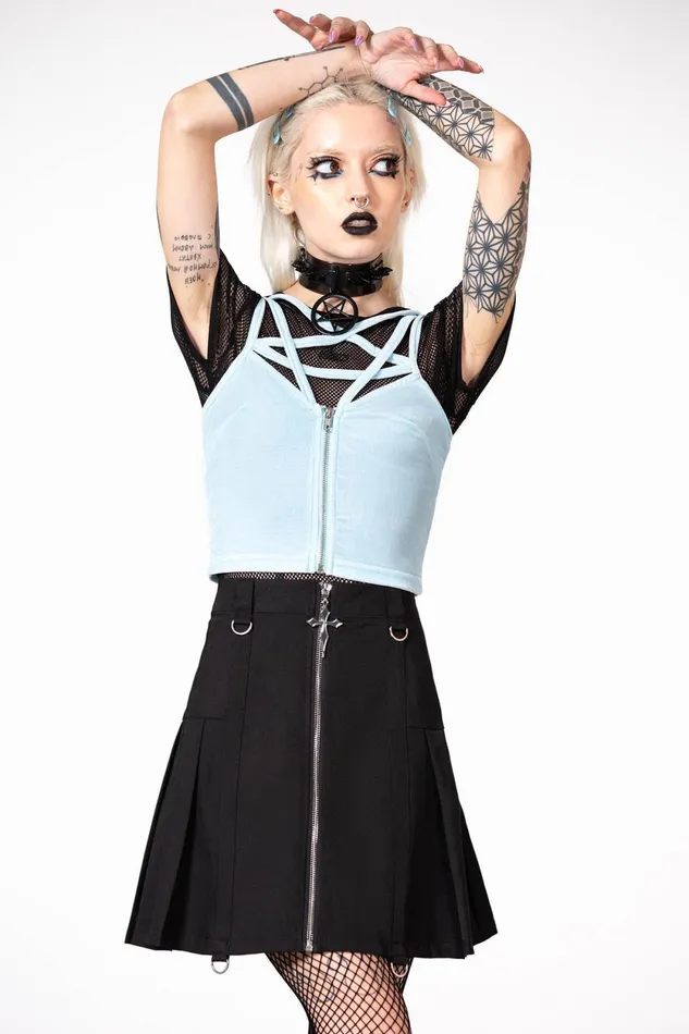 Women Velvet Killstar Lost In Sin Zip Top PASTEL BLUE