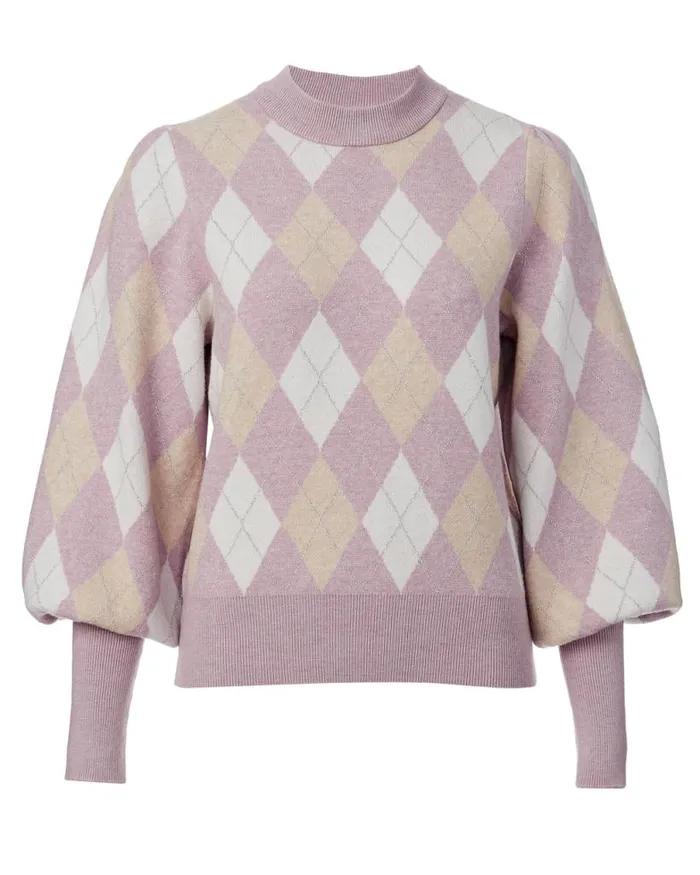Women Voluminous Argyle Marta Sweater Barely Pink Buffalo David Bitton Sweaters
