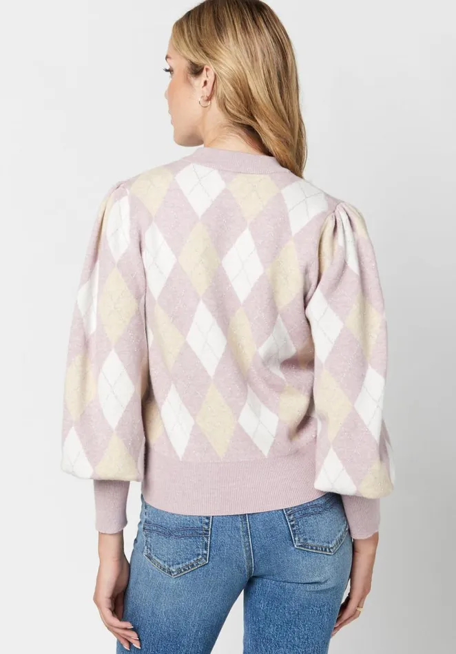 Women Voluminous Argyle Marta Sweater Barely Pink Buffalo David Bitton Sweaters