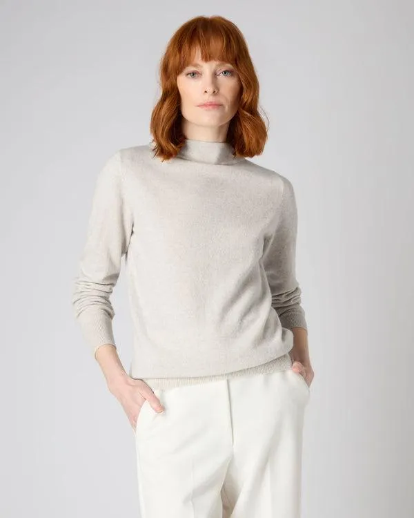 Women Women039s Funnel Neck Cashmere SweaterIn Pebble Grey Pebble Grey NPeal Turtle Necks