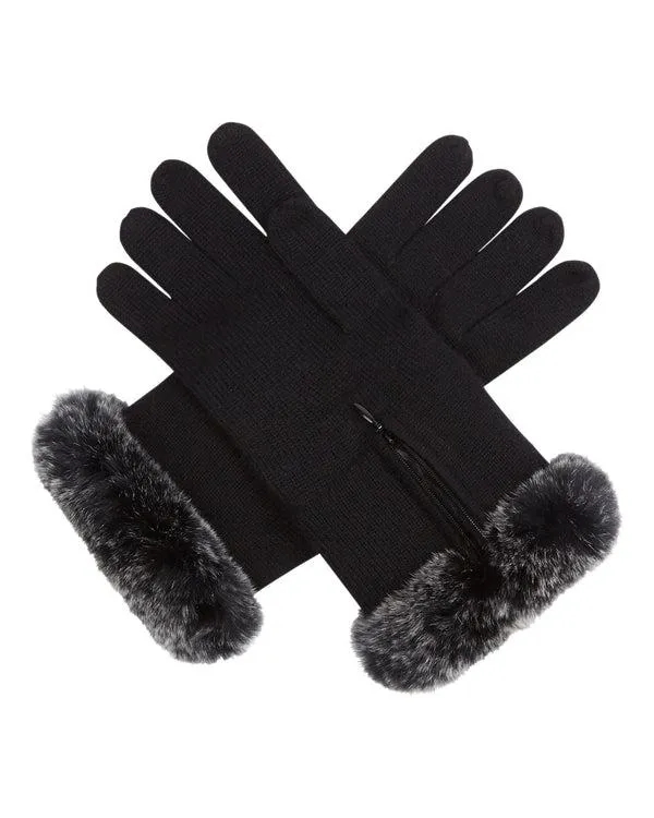 Women Women039s Fur And Cashmere GlovesIn Black Black NPeal Gloves