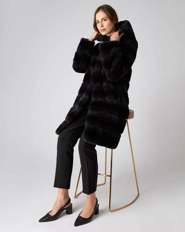Women Women039s Long Rex Hooded CoatIn Dark Grey Dark Grey NPeal Coats and Jackets