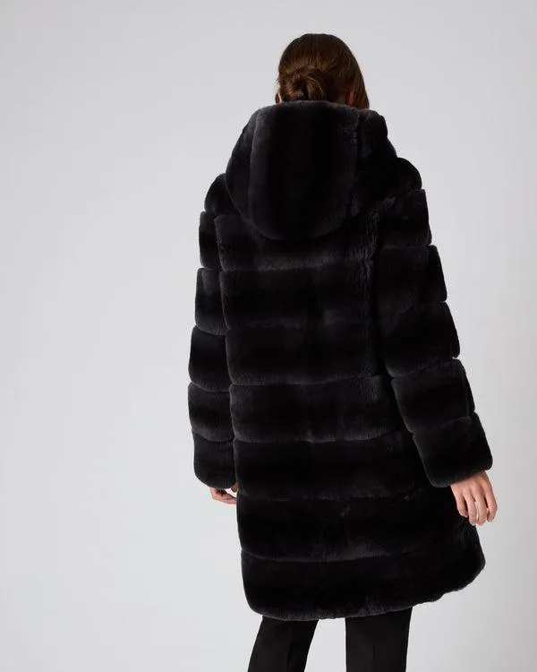 Women Women039s Long Rex Hooded CoatIn Dark Grey Dark Grey NPeal Coats and Jackets