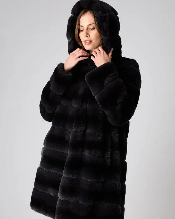 Women Women039s Long Rex Hooded CoatIn Dark Grey Dark Grey NPeal Coats and Jackets