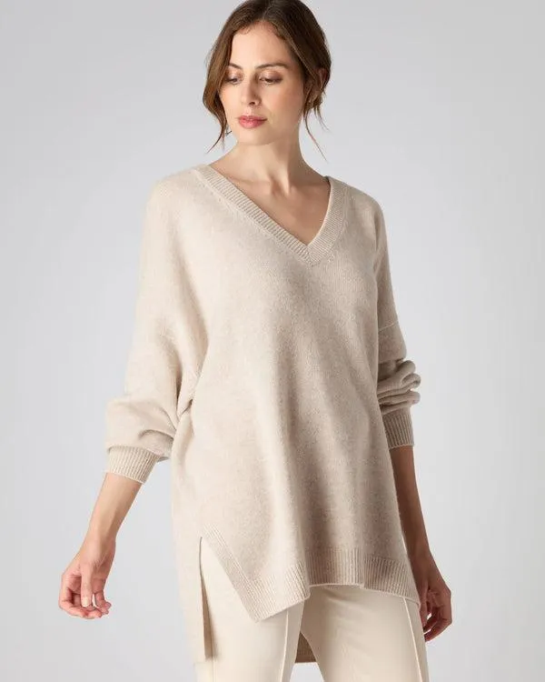 Women Women039s Oversized V Neck Cashmere SweaterIn Heather Beige Brown Heather Beige Brown NPeal V Necks
