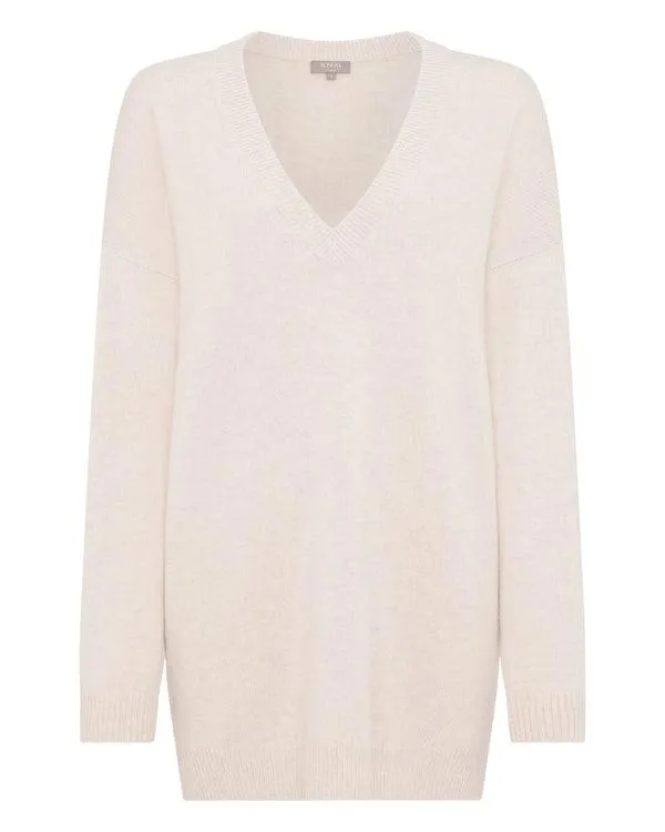 Women Women039s Oversized V Neck Cashmere SweaterIn Heather Beige Brown Heather Beige Brown NPeal V Necks