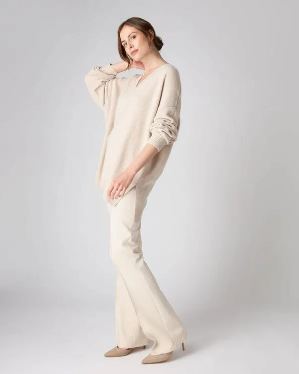 Women Women039s Oversized V Neck Cashmere SweaterIn Heather Beige Brown Heather Beige Brown NPeal V Necks