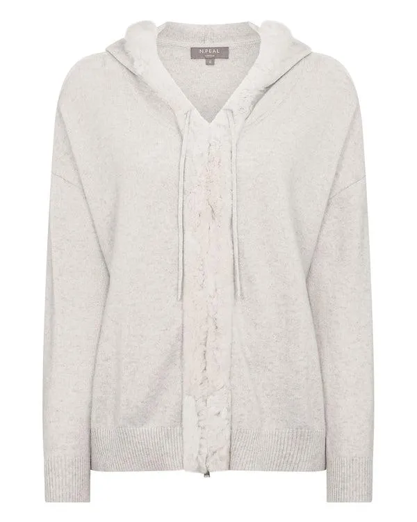 Women Women039s Rex Fur Trim HoodieIn Pebble Grey Pebble Grey NPeal Hoodies