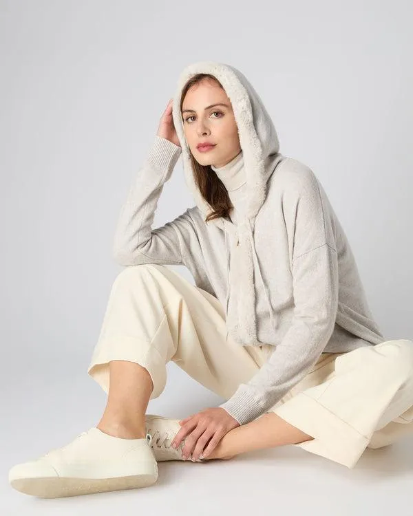 Women Women039s Rex Fur Trim HoodieIn Pebble Grey Pebble Grey NPeal Hoodies
