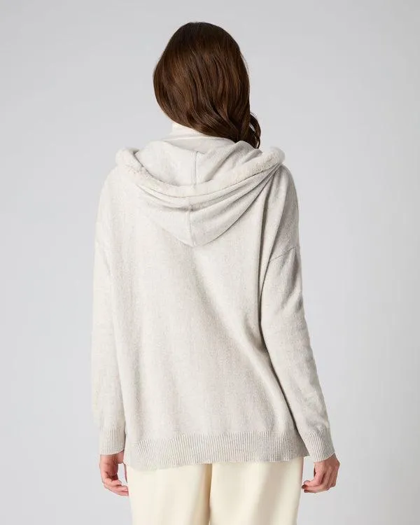 Women Women039s Rex Fur Trim HoodieIn Pebble Grey Pebble Grey NPeal Hoodies