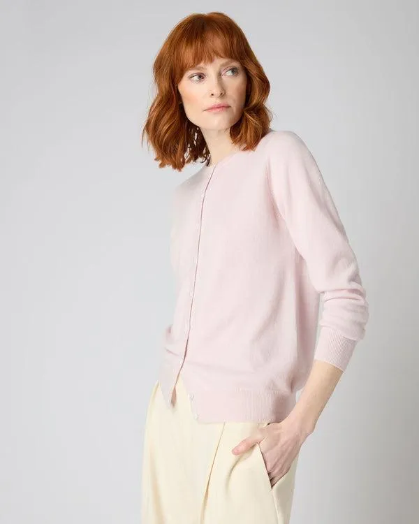 Women Women039s Round Neck Cashmere CardiganIn Quartz Pink Quartz Pink NPeal Cardigans