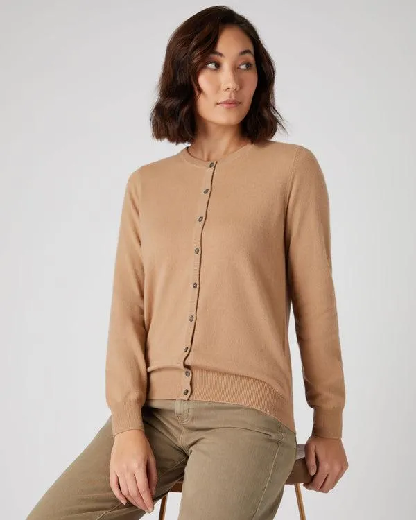 Women Women039s Round Neck Cashmere CardiganIn Sahara Brown Sahara Brown NPeal Cardigans