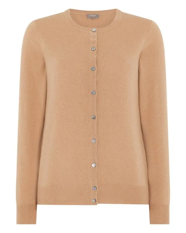 Women Women039s Round Neck Cashmere CardiganIn Sahara Brown Sahara Brown NPeal Cardigans