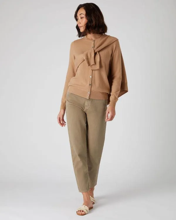 Women Women039s Round Neck Cashmere CardiganIn Sahara Brown Sahara Brown NPeal Cardigans