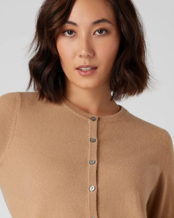 Women Women039s Round Neck Cashmere CardiganIn Sahara Brown Sahara Brown NPeal Cardigans
