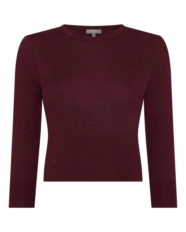 Women Women039s Superfine Crop Cashmere SweaterIn Burgundy Red Burgundy Red NPeal Round Necks