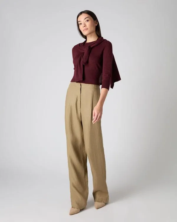 Women Women039s Superfine Crop Cashmere SweaterIn Burgundy Red Burgundy Red NPeal Round Necks