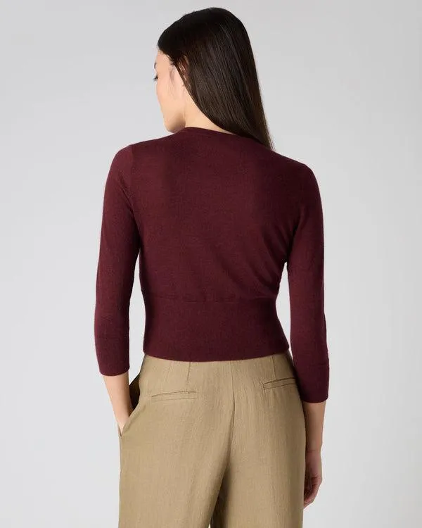 Women Women039s Superfine Crop Cashmere SweaterIn Burgundy Red Burgundy Red NPeal Round Necks