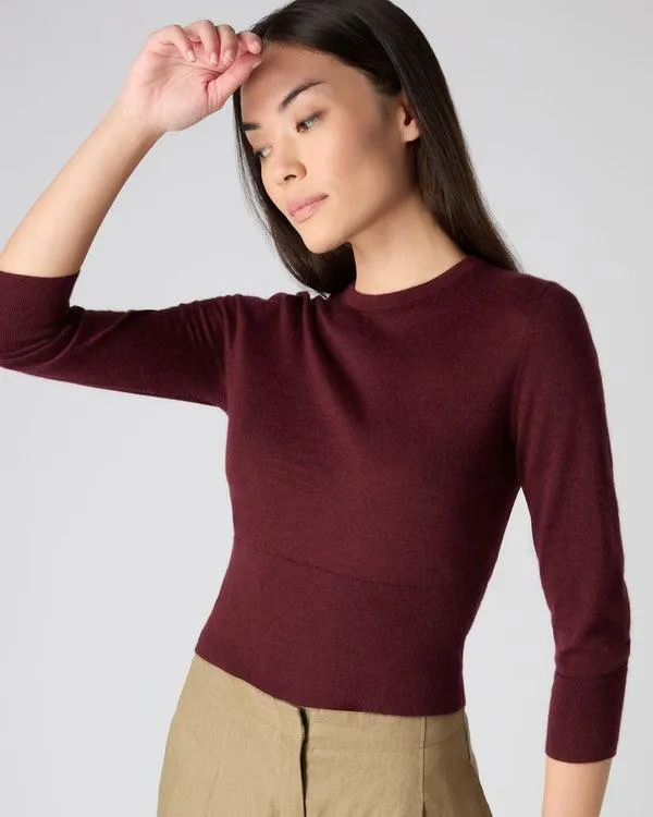Women Women039s Superfine Crop Cashmere SweaterIn Burgundy Red Burgundy Red NPeal Round Necks