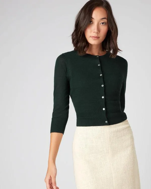 Women Women039s Superfine Cropped Cashmere CardiganIn Midnight Green Midnight Green NPeal Cardigans