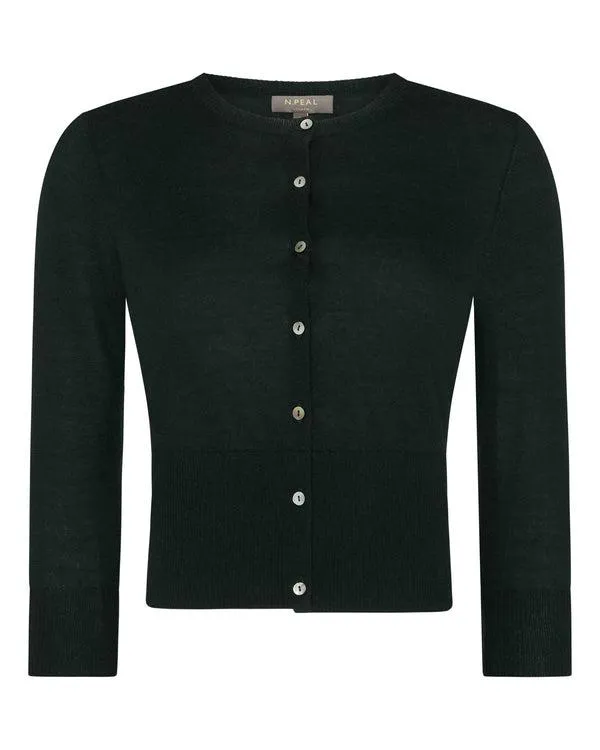 Women Women039s Superfine Cropped Cashmere CardiganIn Midnight Green Midnight Green NPeal Cardigans