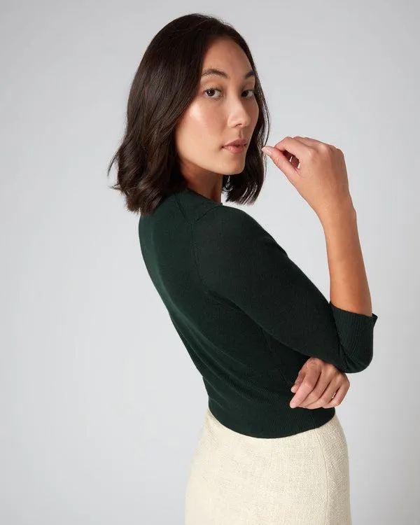 Women Women039s Superfine Cropped Cashmere CardiganIn Midnight Green Midnight Green NPeal Cardigans
