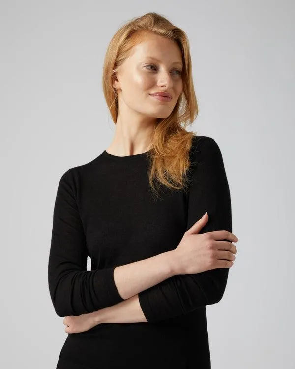 Women Women039s Superfine Long Sleeve Cashmere TopIn Black Black NPeal Tops and Tshirts
