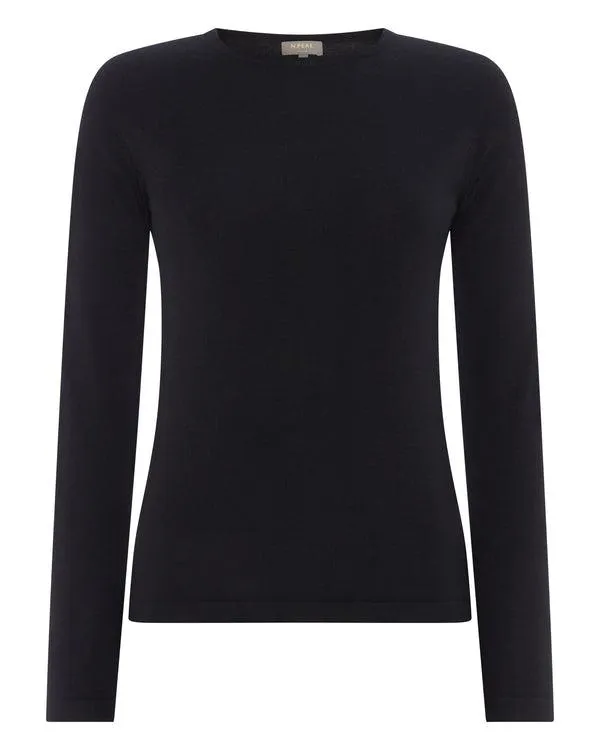 Women Women039s Superfine Long Sleeve Cashmere TopIn Black Black NPeal Tops and Tshirts