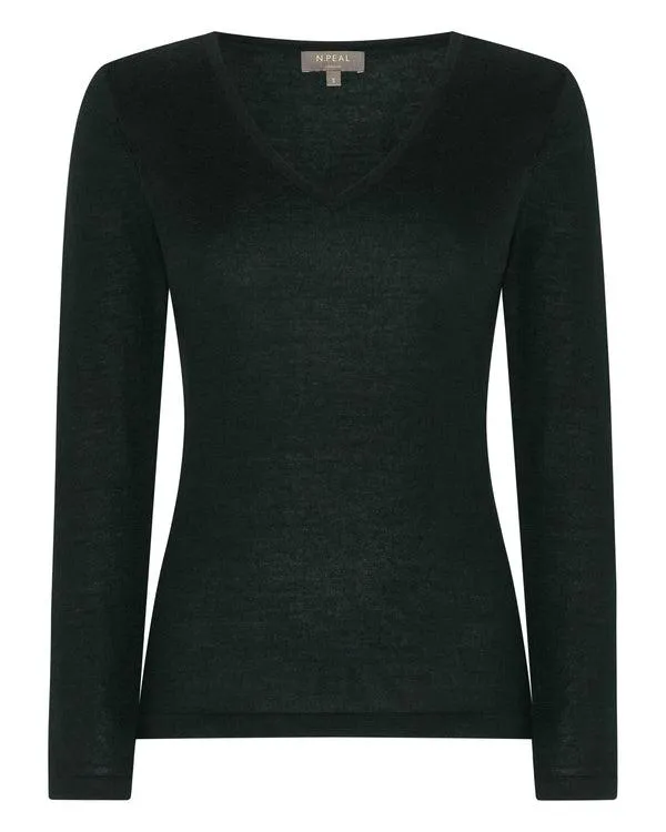 Women Women039s Superfine V Neck Cashmere SweaterIn Midnight Green Midnight Green NPeal V Necks