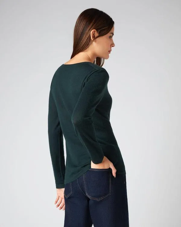 Women Women039s Superfine V Neck Cashmere SweaterIn Midnight Green Midnight Green NPeal V Necks