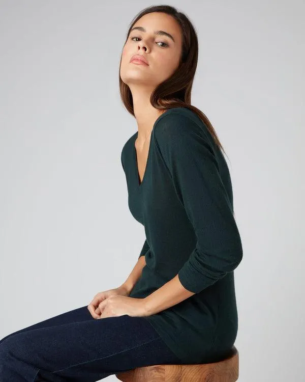 Women Women039s Superfine V Neck Cashmere SweaterIn Midnight Green Midnight Green NPeal V Necks