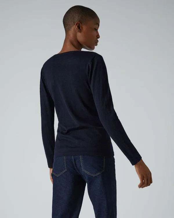 Women Women039s Superfine V Neck Cashmere SweaterIn Navy Blue Navy Blue NPeal Tops and Tshirts