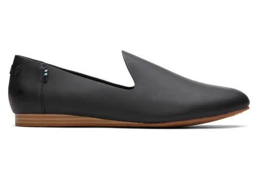 Women WomenDarcy Black Leather Flat Black TOMS Dress Casual