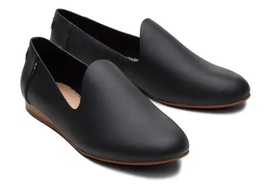 Women WomenDarcy Black Leather Flat Black TOMS Dress Casual