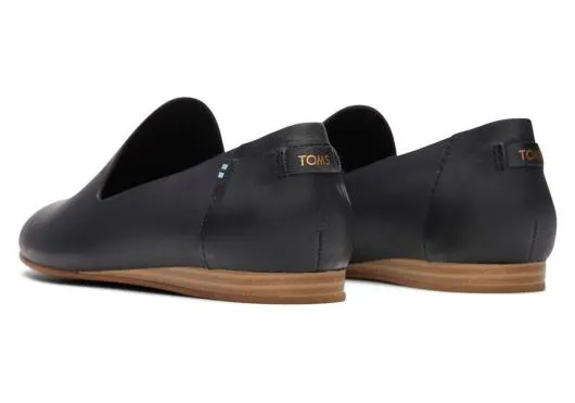 Women WomenDarcy Black Leather Flat Black TOMS Dress Casual