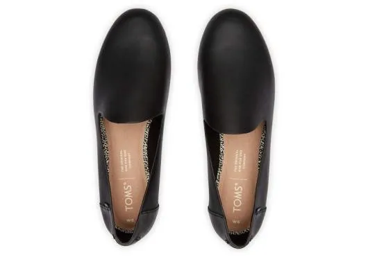 Women WomenDarcy Black Leather Flat Black TOMS Dress Casual