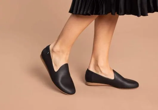 Women WomenDarcy Black Leather Flat Black TOMS Dress Casual