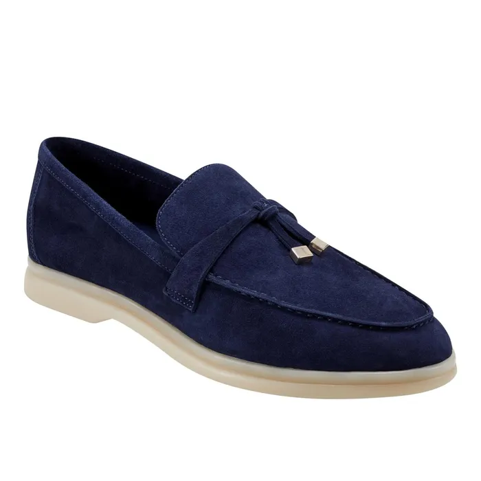 Women Yanelli Casual Loafer Navy Suede Marc Fisher Loafers and Flats