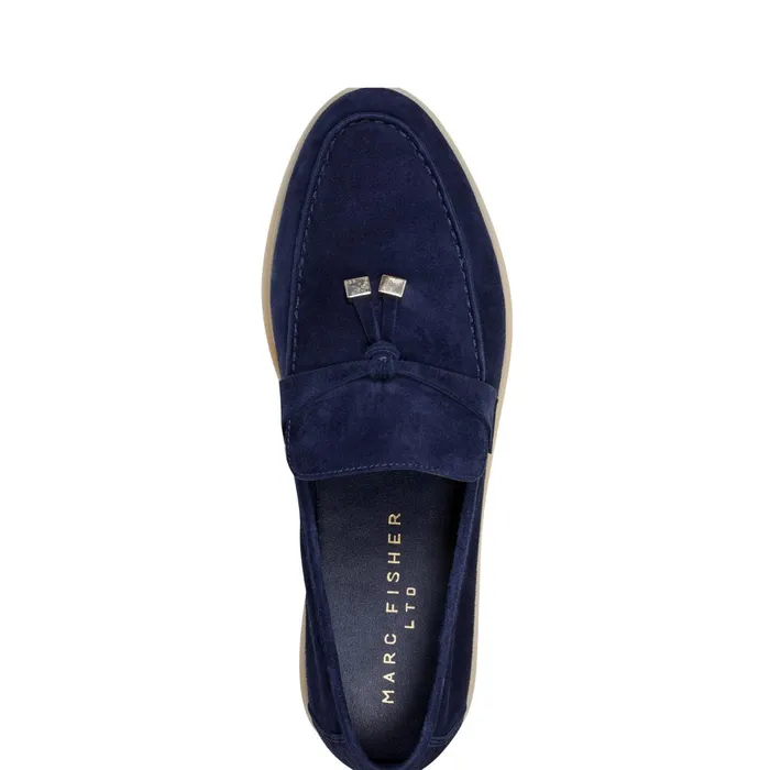 Women Yanelli Casual Loafer Navy Suede Marc Fisher Loafers and Flats