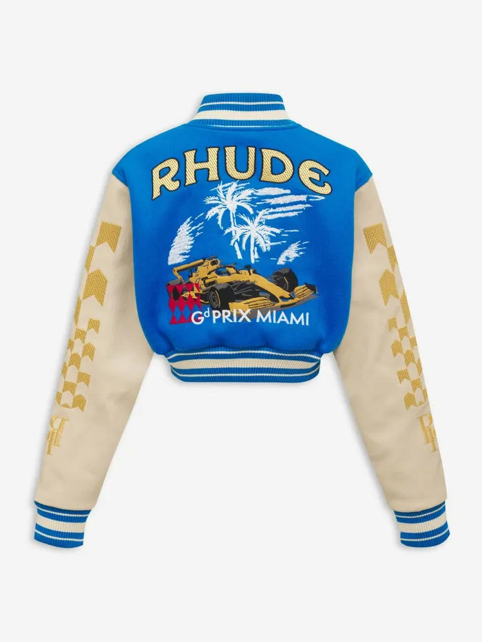 WOMENS F1 CROPPED VARSITY JACKET Women Rhude Tops
