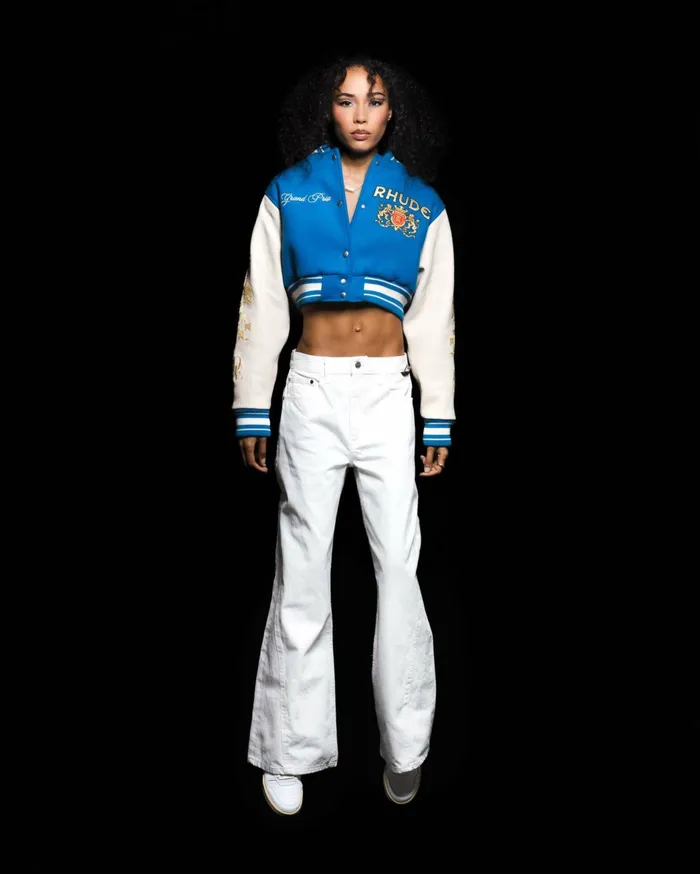 WOMENS F1 CROPPED VARSITY JACKET Women Rhude Tops
