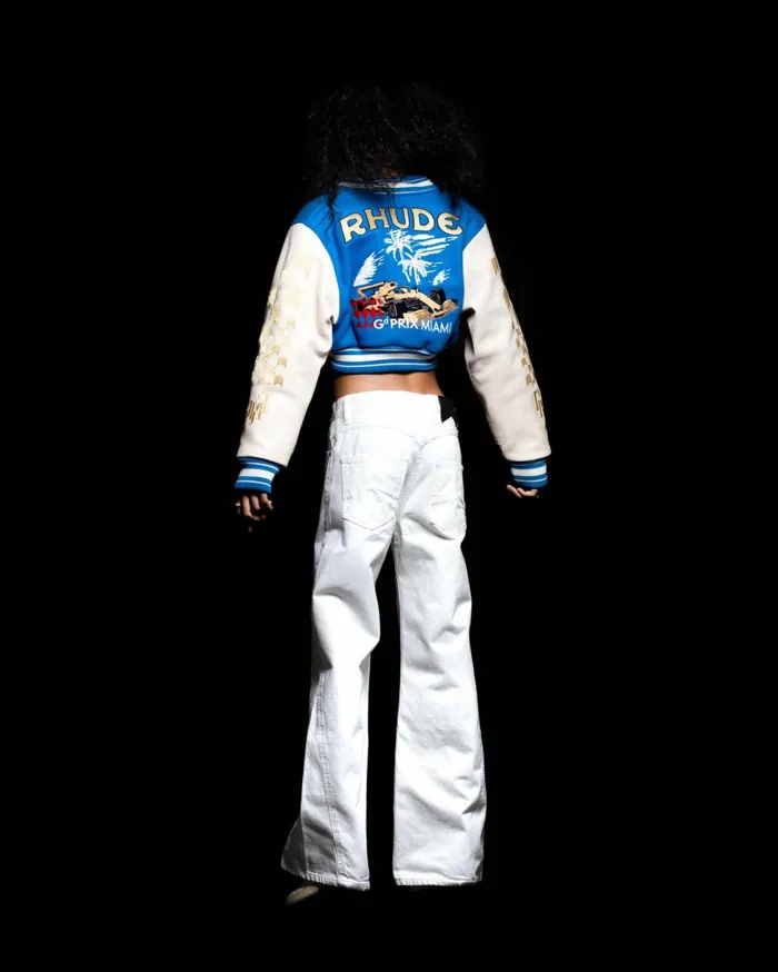 WOMENS F1 CROPPED VARSITY JACKET Women Rhude Tops